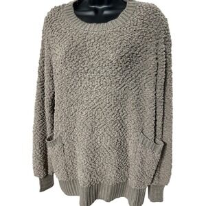 Zenana Women's Taupe Popcorn Knit Pullover Sweater with Pockets Size‎ Large
